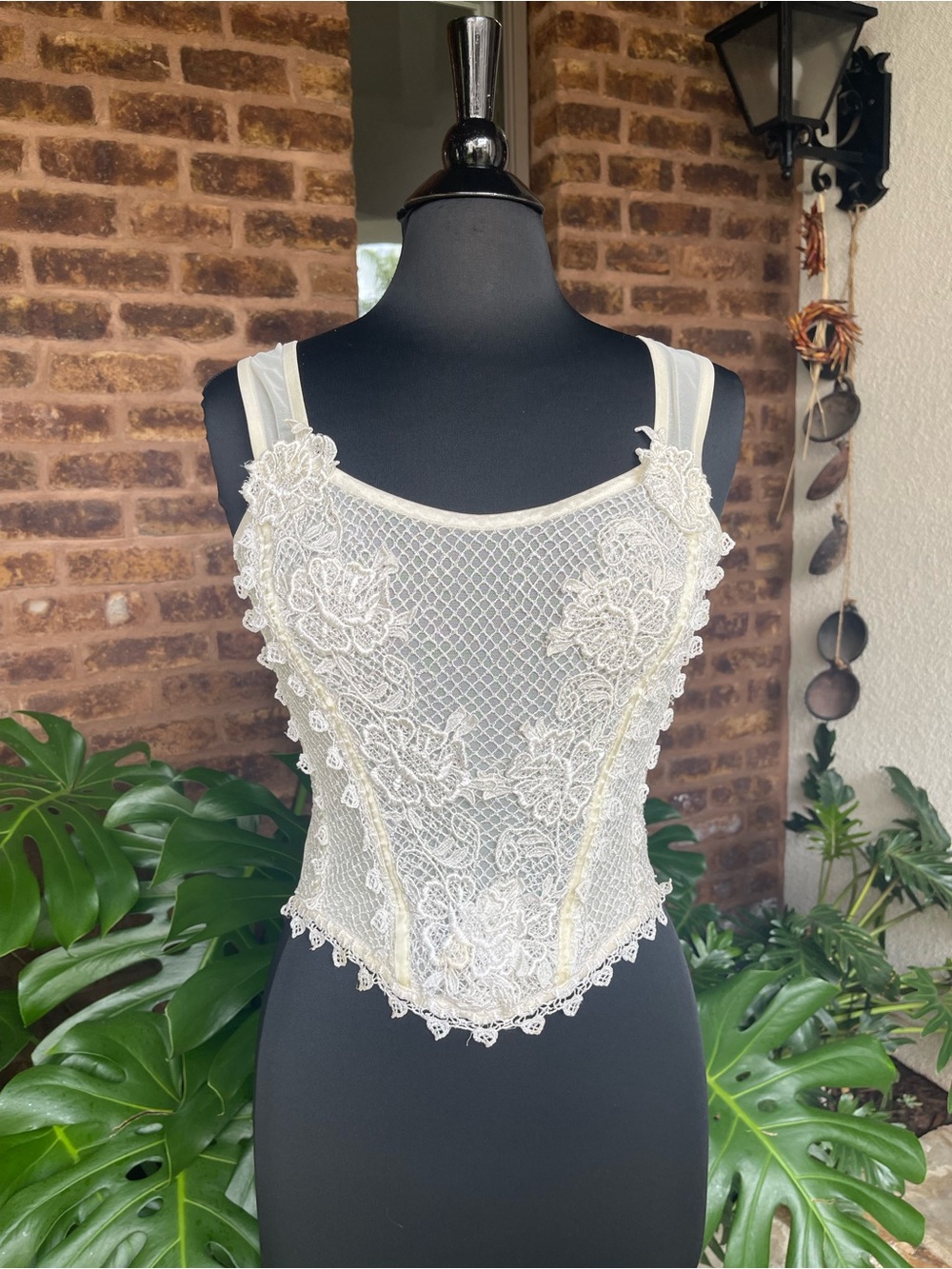 Flora Nikrooz Ivory Lace Appliqué Corset Camisole